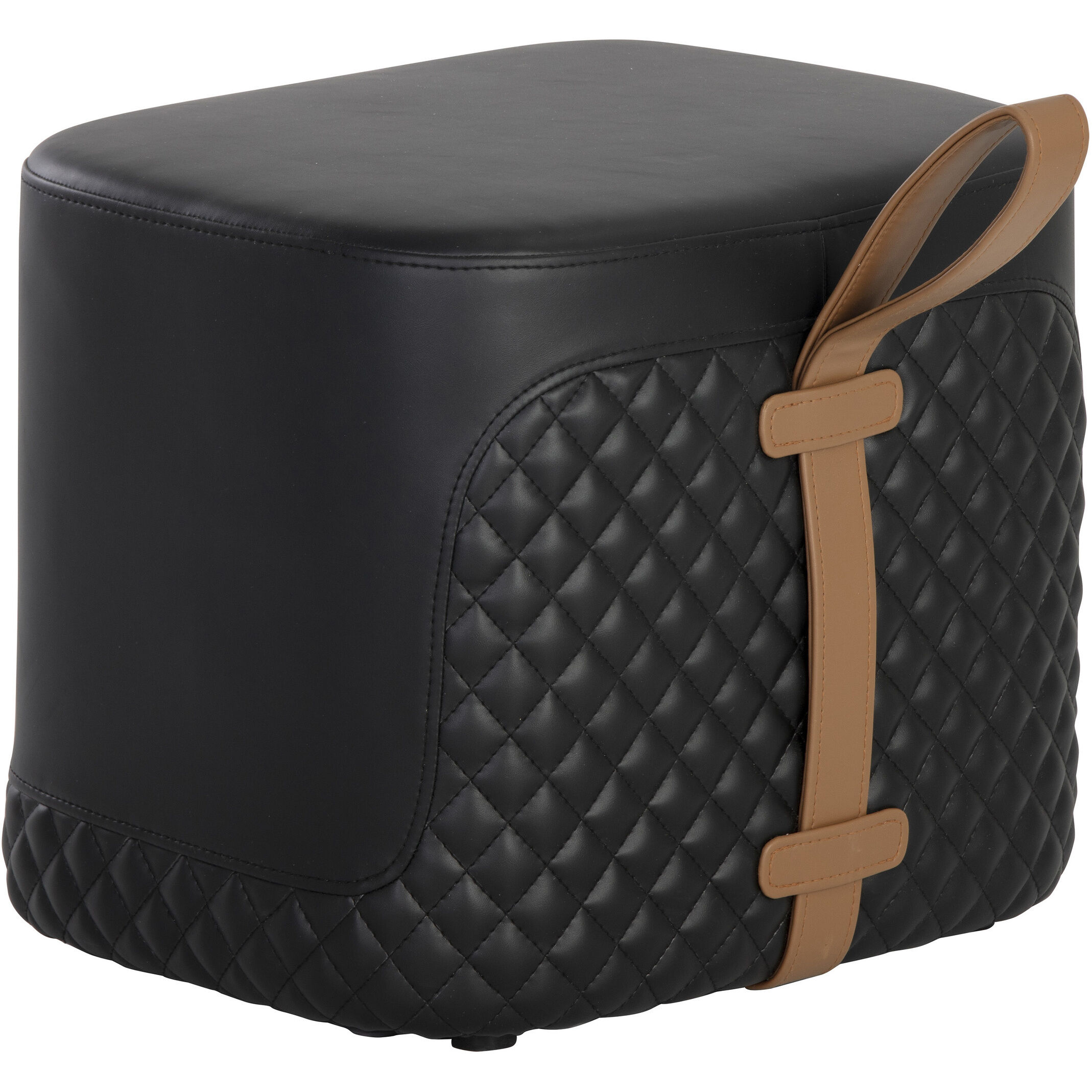 Axio 16.5 inch Napa Black / Napa Cognac Ottoman